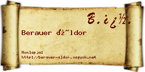 Berauer Áldor névjegykártya